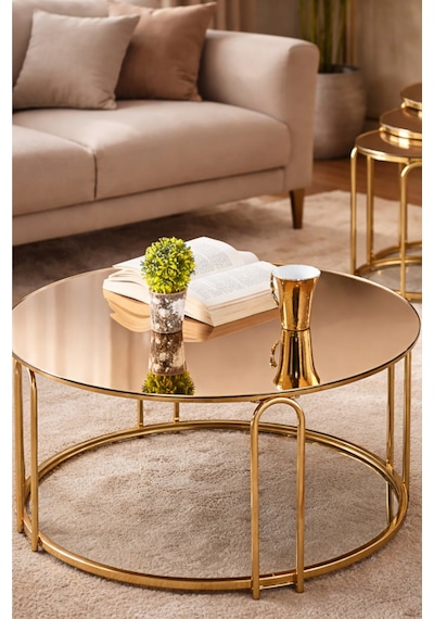 4 Lü Bronz Ayna Gold Metal Ayaklı Ayna Lenka Model Sehpa Takımı Zigon Ve Orta Altın 4 Lü Bronz Ayna Gold Metal Ayaklı Ayna Lenka Model Sehpa Takımı Zigon Ve Orta Altın