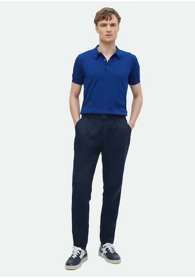 Ramsey Lacivert Düz Dokuma Jogging Fit Casual %100 Keten Pantolon