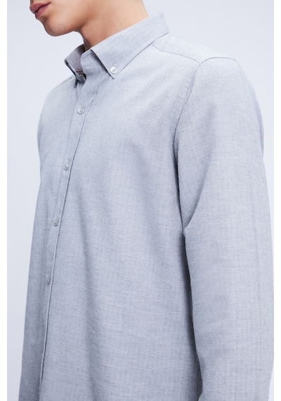 Hatemoğlu Gri Slim Fit Uzun Kol Düğmeli Yaka Flanel Gömlek 24d190000055 007 Gri Hatemoğlu Gri Slim Fit Uzun Kol Düğmeli Yaka Flanel Gömlek 24d190000055 007 Gri