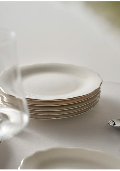 Bella Maison Victoria Porselen 24 Parça 6 Kişilik Yemek Takımı Silver Silver