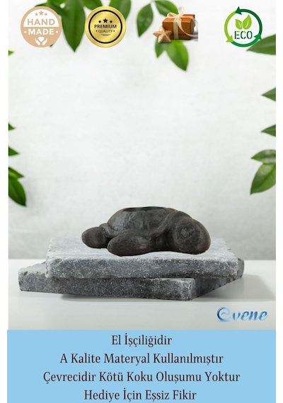 Mumluk Şamdan Tealight Ve İnce Mum Uyumlu Kaplumbağa Model - Siyah