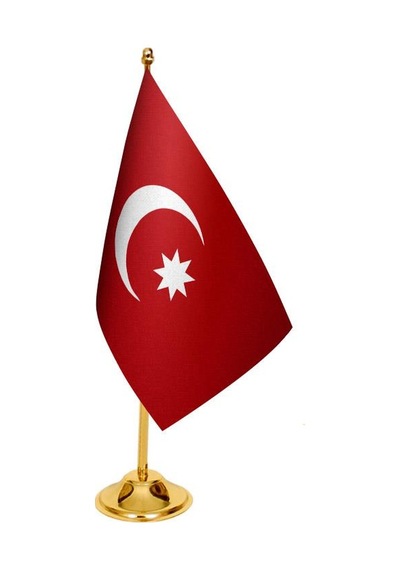 Masa Üstü Osmanlı Devleti Bayrağı + Pirinç Direk Masa Bayrak Seti