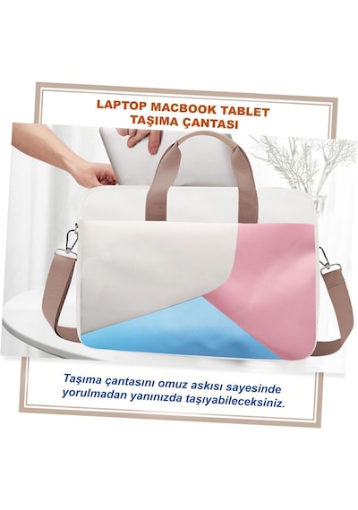 Microcase Honor Pad X8b 11 İnch İle Uyumlu Tablet Çantası 2 Bölmeli Al4227 Krem Pembe Mavi