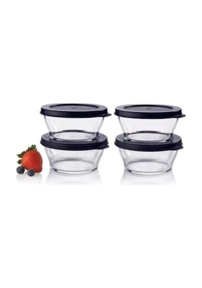 Royal Serisi Servis Ve Saklama Kasesi 290 Ml 4'lü Set Siyah Kapak
