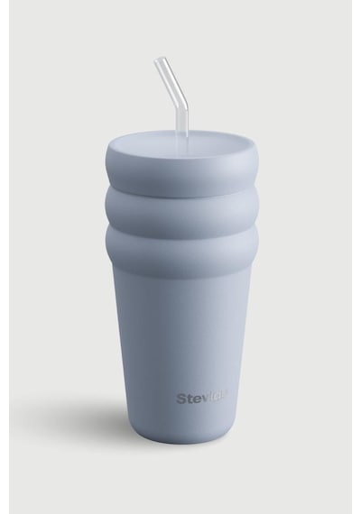 Stevig 3 Bubble Two-cap Straw Tumbler Çelik Termos 600 Ml Zen Blue St-246 Mavi