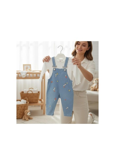 Altıntaş Baby Renkli Çiçek Nakışlı Kot Görünümlü Örme Kumaş Mevsimlik 2li Salopet Set Mavi Beyaz Mavi Beyaz Altıntaş Baby Renkli Çiçek Nakışlı Kot Görünümlü Örme Kumaş Mevsimlik 2li Salopet Set Mavi Beyaz Mavi Beyaz
