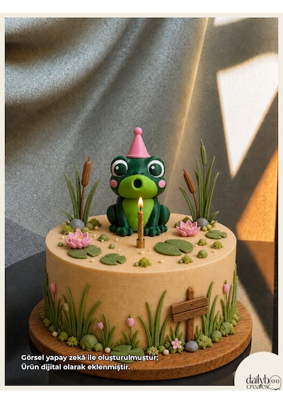 Dailyboo Creates Mum Üfleyen Kurbağa Pasta Süsü-doğum Günü,parti,pasta Süsleme-figür Oyuncak 0 - 20
