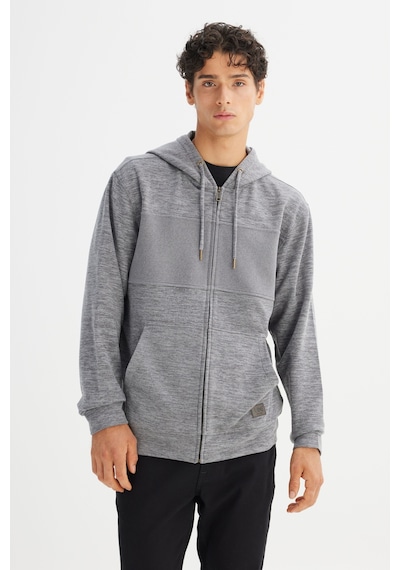 Lee Regular Fit Normal Kesim Kapüşonlu Cepli İçi Polarlı Fermuarlı Sweatshirt Gri