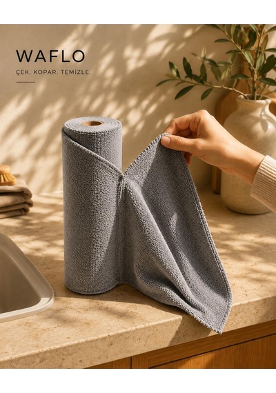 Mikrofiber Temizlik Bezi Rulo 20'li - Gri Yüksek Emicilik, Tekrar Kullanılabilir, İz Bırakmaz Çok Renkli
