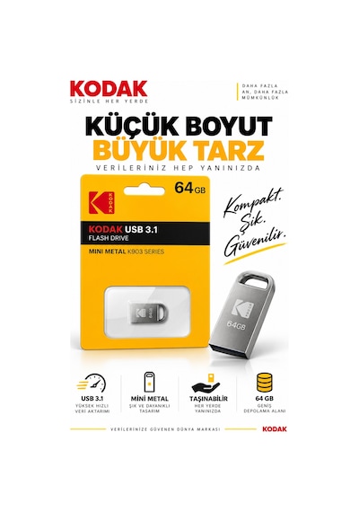 K903 64gb Usb 3.1 Mini Metal Flash Bellek Kompakt Taşınabilir Usb Bellek
