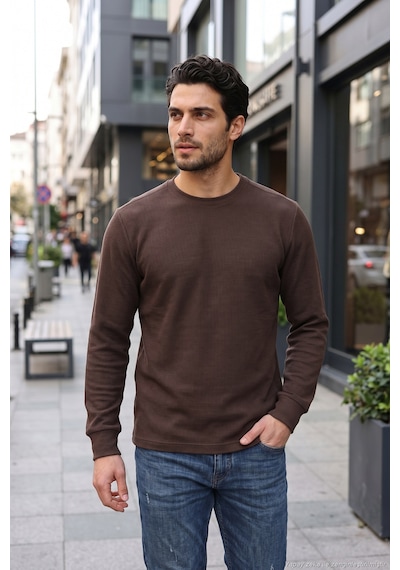 Buratti Pamuklu Bisiklet Yaka Normal Kalıp Basic Sweat Erkek Sweat 5905073 Kahve