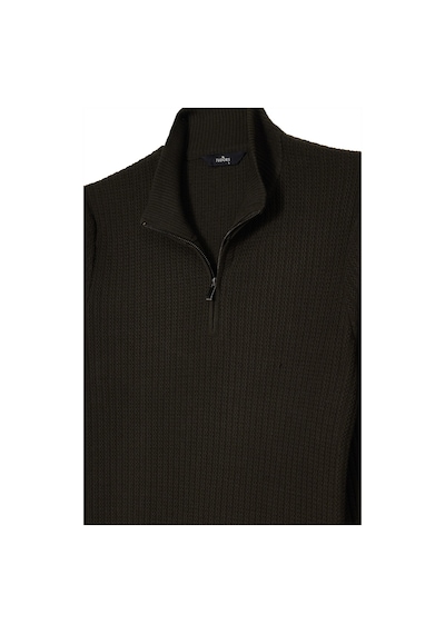 Tudors Erkek Slim Fit Dar Kesim Dik Yaka Fermuarlı Koyu Haki Kazak-39423 Koyu Haki