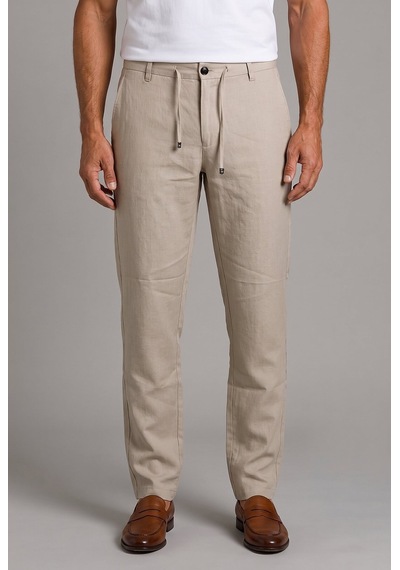 Bisse Bej Keten Jogger İpli Spor Pantolon Pns26y26110 07