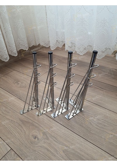 Mobilya Koltuk Sehpa Komidin Puf Bench Metal Telli Ayak 32 Cm 4 Adet Siyah