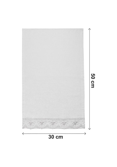 % 100 Pamuklu Kadife Güpürlü İnci Işlemeli 6 Lı Çeyizlik El Yüz Havlu Seti - 30x50 Cm - 04466 - Gri Gri