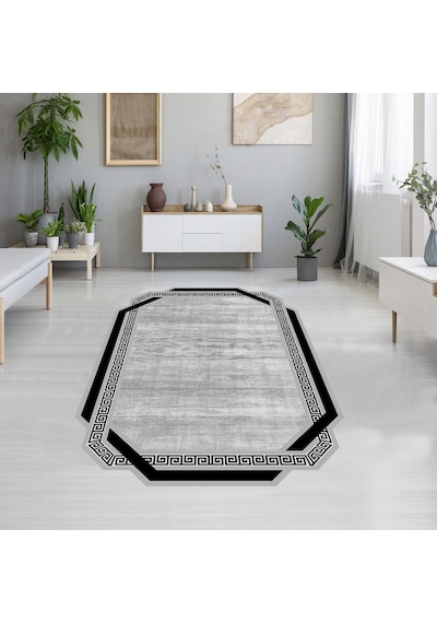 Rovigo Home Dijital Baskı Yıkanabilir Kaymaz Taban Salon Halısı Rvg1911-sd1213 Gri