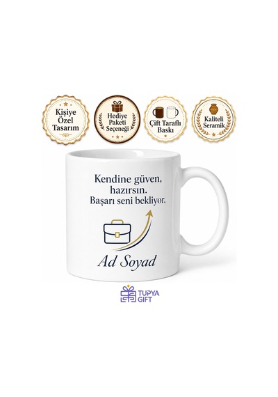İş Görüşmesi Kupası Mülakata Hazırlık Özgüven Hediye Bardak İş Arayan Beyaz / Çok Renkli