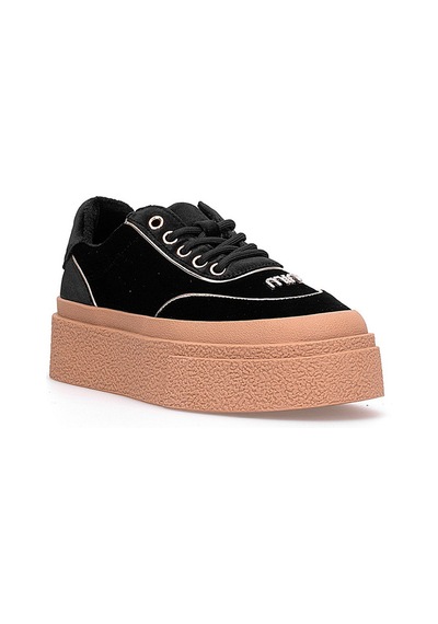 Guja 25k330 Kadın Hakiki Deri Klasik Sneaker Siyah Siyah