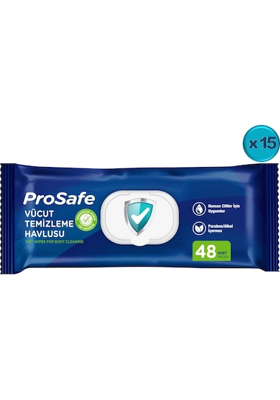 Prosafe Hasta Vücut Temizleme Islak Mendil Havlu 48'li x 15