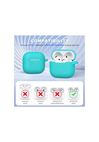 Apple Uyumlu AirPods 4. Nesil Kılıf Standart Yumuşak Silikon Kılıf Turkuaz
