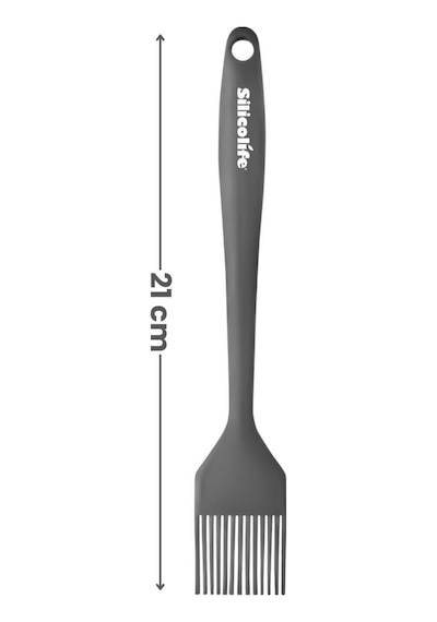Silicolife Yumurta Fırçası, Isıya Dayanıklı Yanmaz Yapışmaz Tek Parça Silikon Fırça 21cm Antrasit