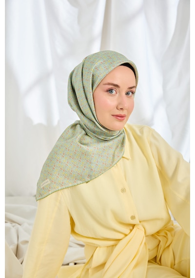 Silk Home Twill İpek Eşarp Mini Bouquet Mint Yeşil