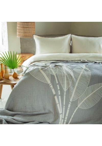 Apricitas Home Muslin Çift Kişilik Yatak Örtülü Nevresim Takımı June Gri