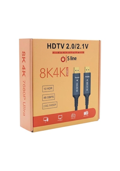 Sline 8k V2.1 Fiber Optik Hdmı Kablo - 30metre 7680x4320p