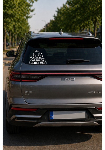 Araba Camı Bebek Var Stickerı 17x17 Cm Beyaz Oto Cam Stickerı Baby On Board Oto Sticker Dijital Baskı