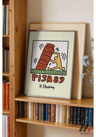 Pisa 89 Pop Art, Siyah Çerçeveli Duvar Tablosu - Renkli Ev Dekorasyonu