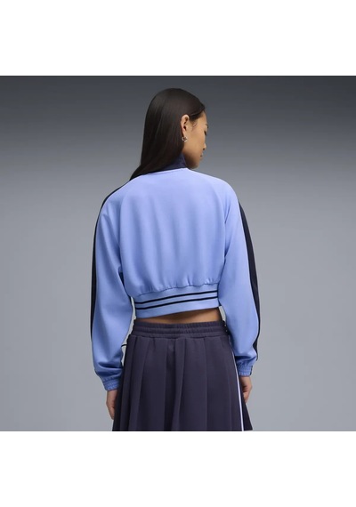 Puma T7 Pique Cropped Jacket Mavi Kadın Crop Ceket