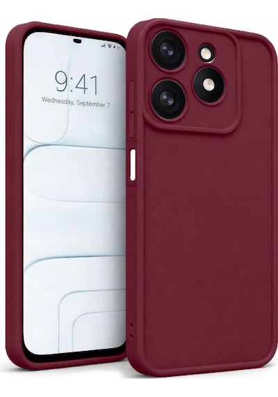 Tecno Spark Go 2024- Tecno Spark 20 - İnfinix Hot 40i- İnfinix Smart 8 Ultra Uyumlu Kamera Çıkıntılı Mat Silikon Telefon Kılıfı Bordo