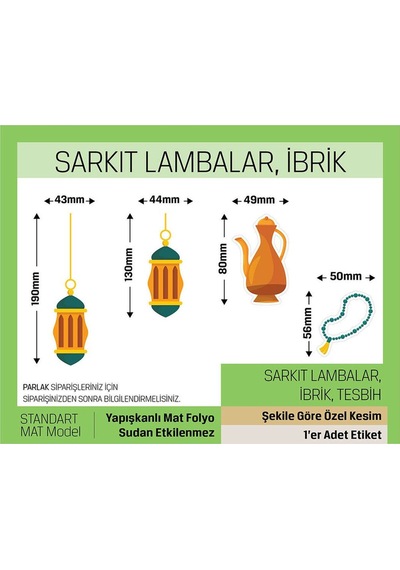 Kurban Bayramı Temalı Cam Duvar Süsleme Seti, Standart Model- 40 Adet Letbil Sticker Renkli Çok Renkli