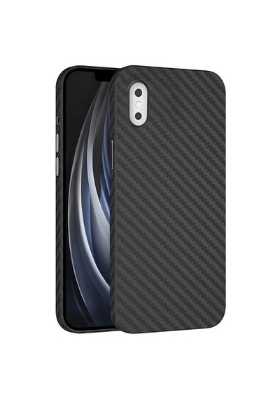 Apple Uyumlu iPhone X Xs Kılıf Şık Karbon Fiber Tasarım Siyah