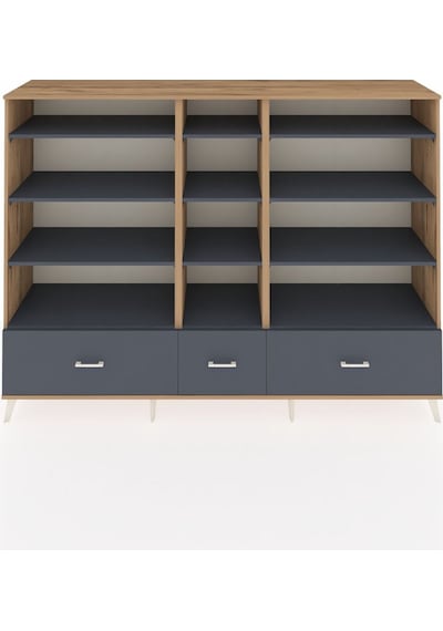 Hyperion Dolap 12 Raflı 3 Çekmeceli 220x44x163 Çam-antrasit Çam-antrasit