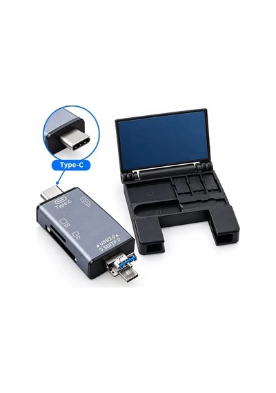 Sh Powermaster Pm-39094 7in1 Çok Fonksiyonlu Usb 3.0 Type-c Lightning Sd/tf Kart Okuyucu Adaptör Najmaddin