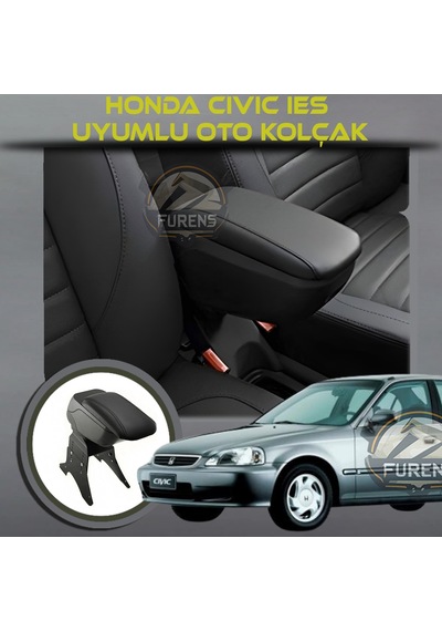 Honda Civic İes Uyumlu Kol Dayama Ve Kolçak Sürgülü Bardaklıklı Ayarlanabilir Siyah Deri