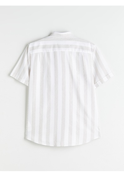 Lcwaıkıkı Classic Bej Regular Fit Armürlü Cepli Erkek Gömlek