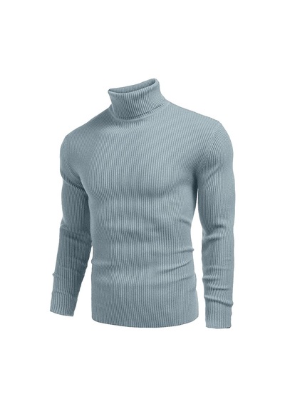 Polızeı Erkek Slim Fit Boğazlı Triko Kazak Esnek Dokulu Buz