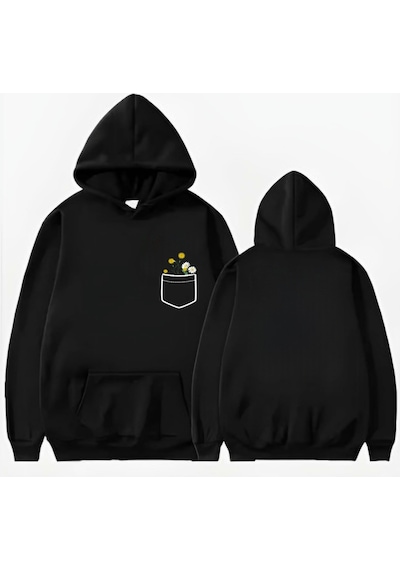 Startmore Cep Basklı Kapüşonlu Sweat Siyah