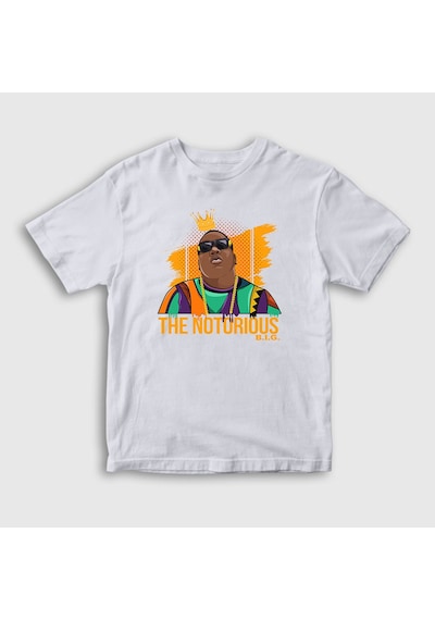 Presmono Unisex Çocuk King The Notorious Bıg T-shirt Beyaz