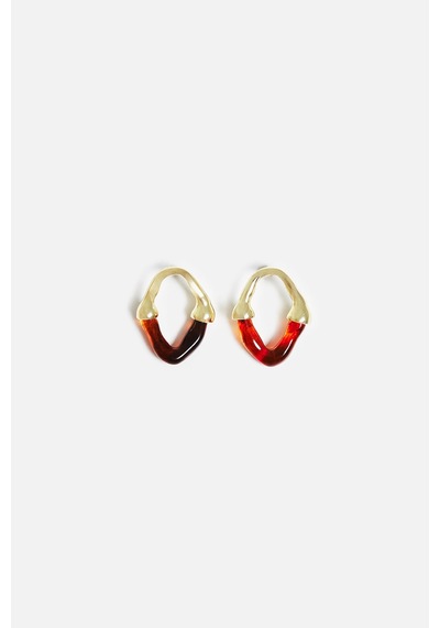 Mineli Oval Halka Küpe Gold