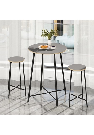 Oval 2 Kişilik Yemek Masası Bar Masası Mutfak Füme 1528