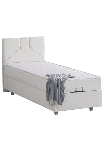 Wick Tek Kişilik Baza Başlık Letto Yatak Seti - Beyaz 100 x 200