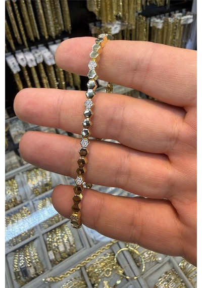 İnce Petek Model Bileklik Altın