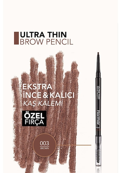 Flormar Kaş Kalemi & Fırçası - Ultra Thin Brow Pencil - 003 Brown - 8690604572120