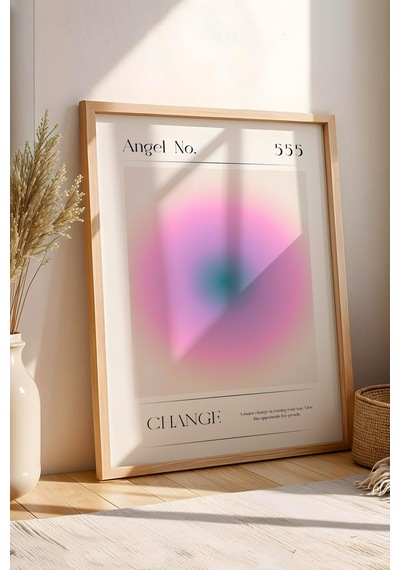 Angel No 555 Change Çerçeveli Tablo Melek Sayıları Değişim Aura Enerji Renkleri