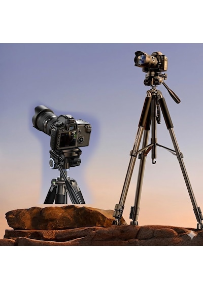 Coverzone Profesyonel Kamera Tripodu 360 Ent - Döner Kafa Hafif Ve Taşınabilir Karbon Çelik Ayaklı Fotoğraf Video Çekim Tripodu Dslr Aksiyon Kamera Uyumlu Vt-860s