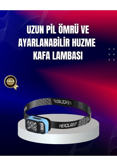 Süper Parlak Led Kafa Feneri 3 Renk 53 Mod Type C Şarjlı Mh-hs1665-3748