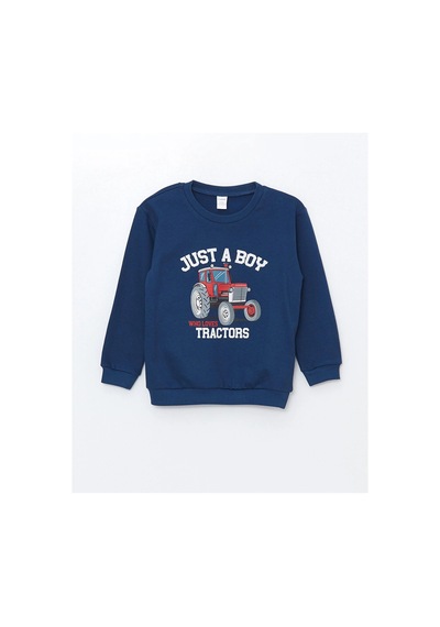 LC Waikiki Lw - Bisiklet Yaka Uzun Kollu Erkek Bebek Sweatshirt Ve Eşofman Alt 2'li Takım İndigo